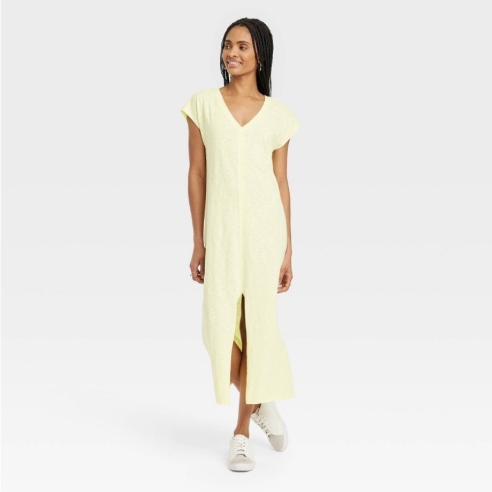 Women's Short Sleeve Midi T-Shirt Dress - Universal Thread™ Yellow new